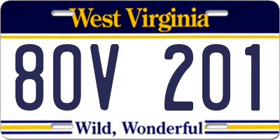 WV license plate 8OV201