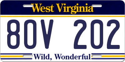 WV license plate 8OV202