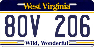 WV license plate 8OV206