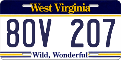 WV license plate 8OV207