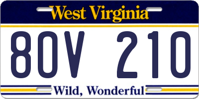 WV license plate 8OV210