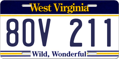 WV license plate 8OV211