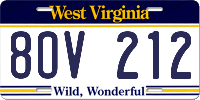 WV license plate 8OV212