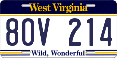 WV license plate 8OV214