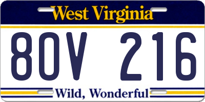 WV license plate 8OV216