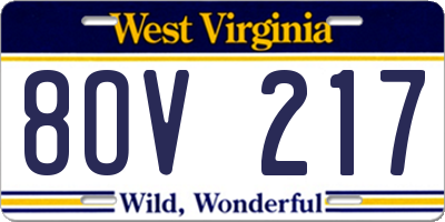 WV license plate 8OV217