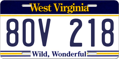WV license plate 8OV218