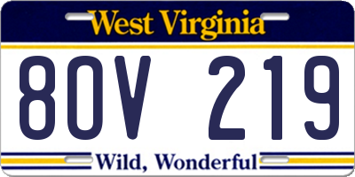 WV license plate 8OV219
