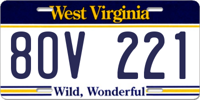 WV license plate 8OV221