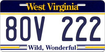 WV license plate 8OV222