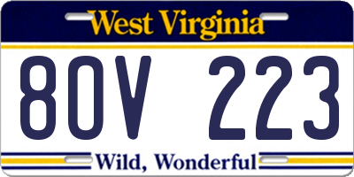 WV license plate 8OV223