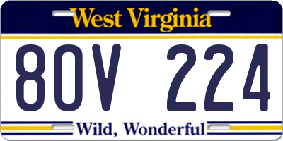 WV license plate 8OV224