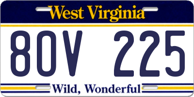 WV license plate 8OV225