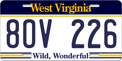 WV license plate 8OV226