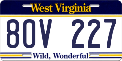 WV license plate 8OV227