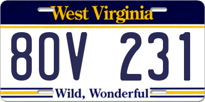 WV license plate 8OV231