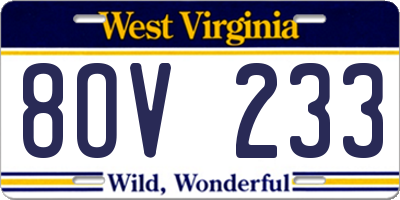 WV license plate 8OV233