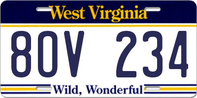 WV license plate 8OV234