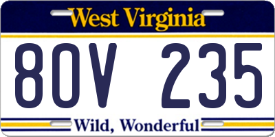 WV license plate 8OV235