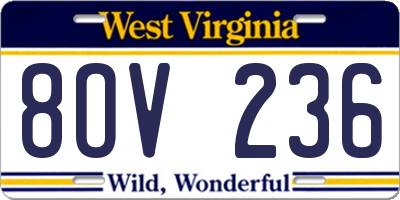WV license plate 8OV236