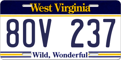 WV license plate 8OV237