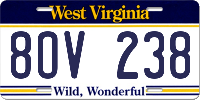 WV license plate 8OV238