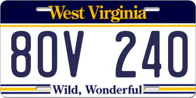 WV license plate 8OV240