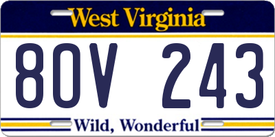 WV license plate 8OV243