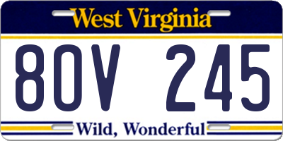 WV license plate 8OV245