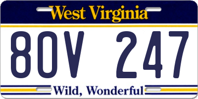 WV license plate 8OV247