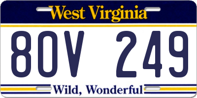 WV license plate 8OV249