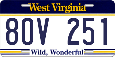WV license plate 8OV251