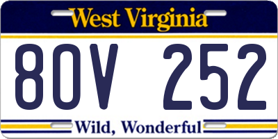 WV license plate 8OV252