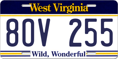 WV license plate 8OV255
