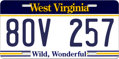 WV license plate 8OV257