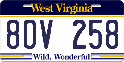 WV license plate 8OV258
