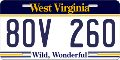 WV license plate 8OV260