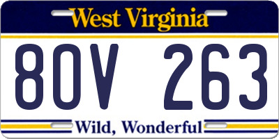 WV license plate 8OV263
