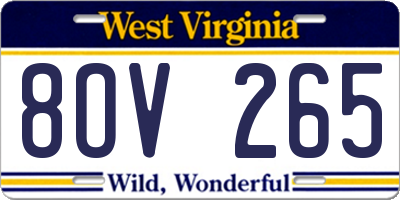 WV license plate 8OV265