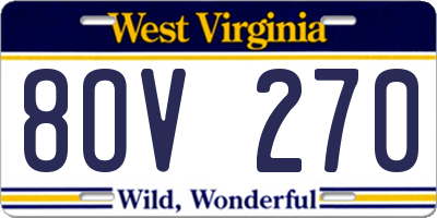 WV license plate 8OV270