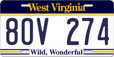 WV license plate 8OV274