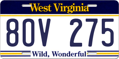 WV license plate 8OV275