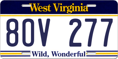 WV license plate 8OV277