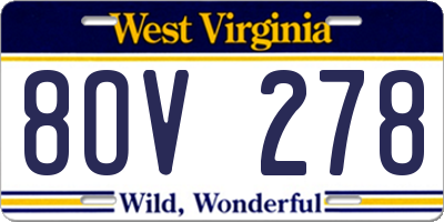 WV license plate 8OV278