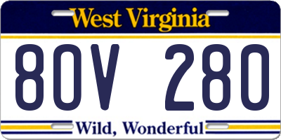 WV license plate 8OV280
