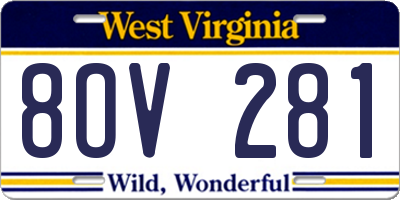 WV license plate 8OV281
