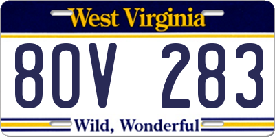 WV license plate 8OV283