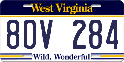WV license plate 8OV284
