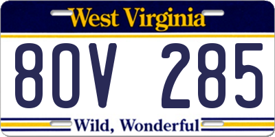 WV license plate 8OV285