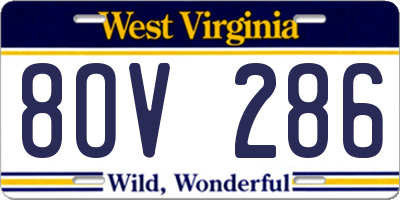 WV license plate 8OV286